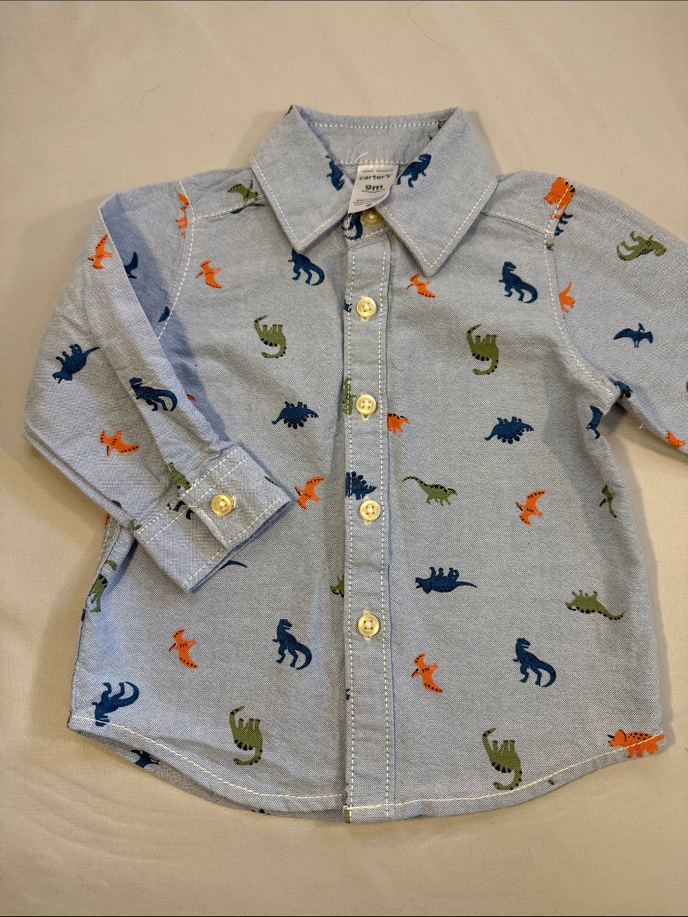 Carter's Light Blue Button-Down Shirt with Dino Print